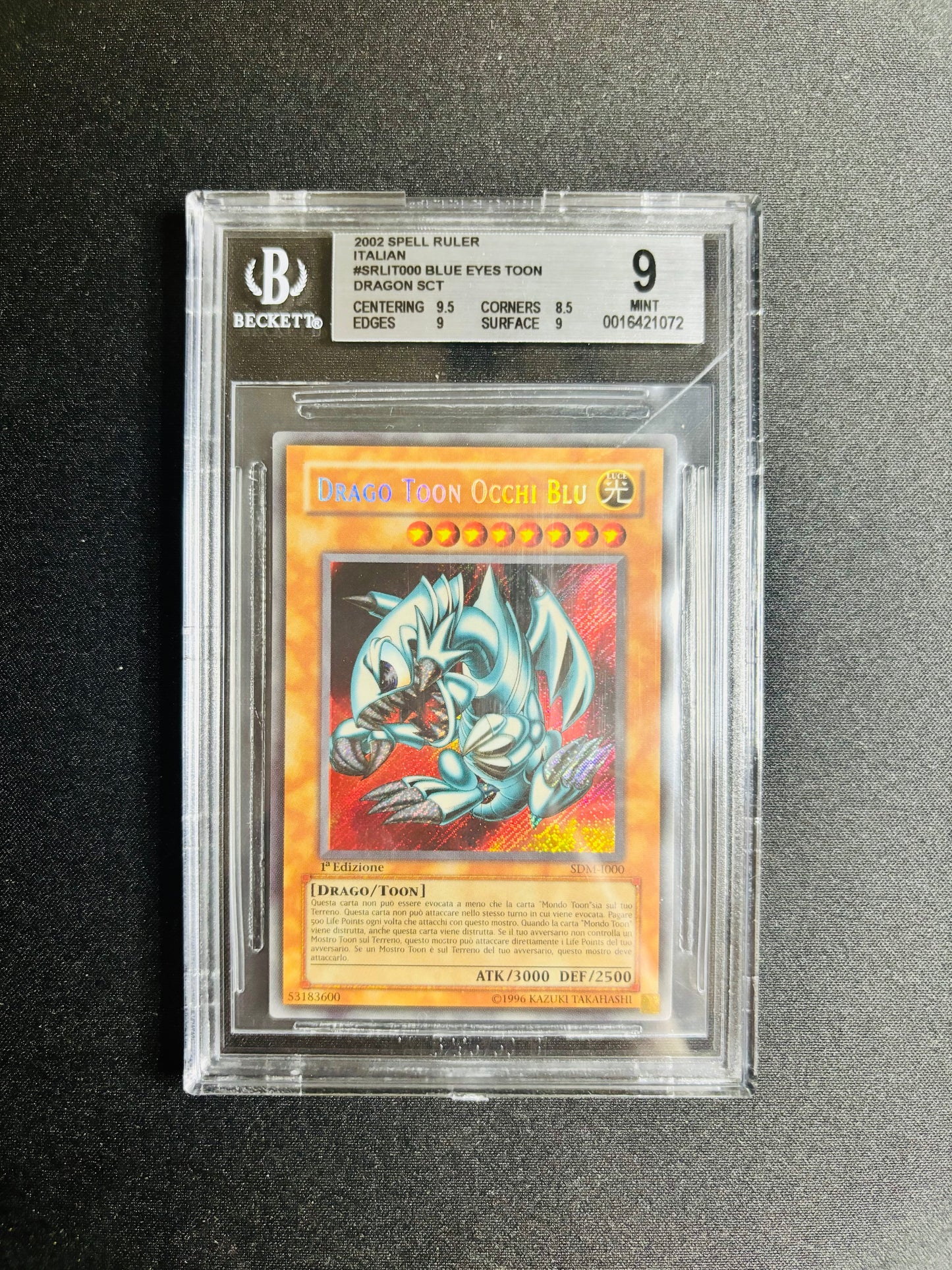 2002 SPELL RULER ITALIAN #SRLIT000 BLUE EYES TOON DRAGON SCT BGS 9