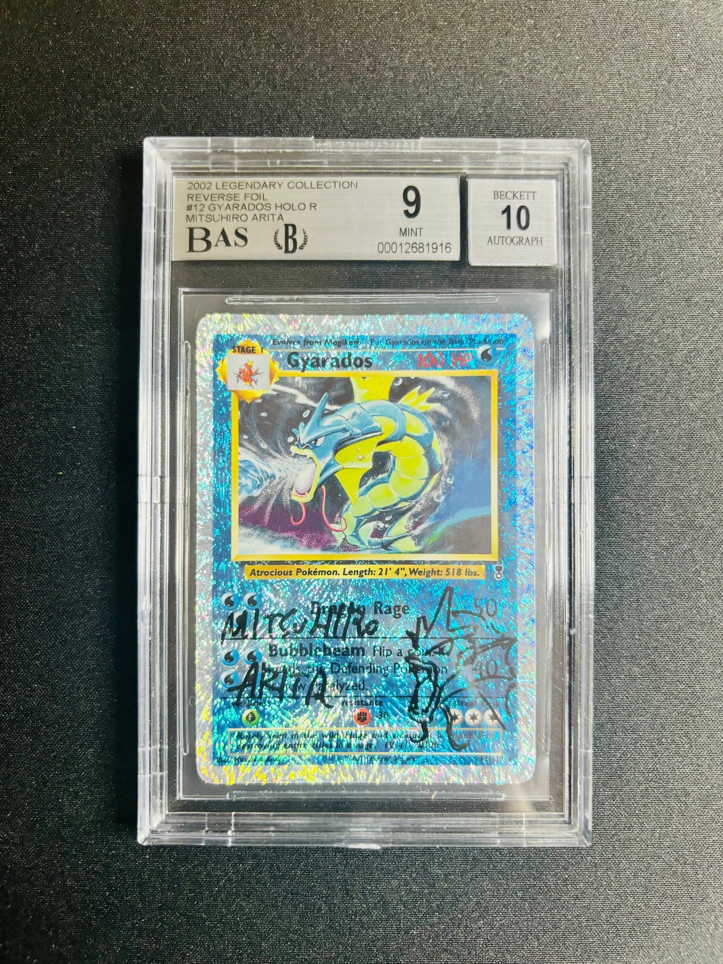 2002 LEGENDARY COLLECTION REVERSE FOIL #12 GYARADOS HOLO R MITSUHIRO ARITA BGS 9/10