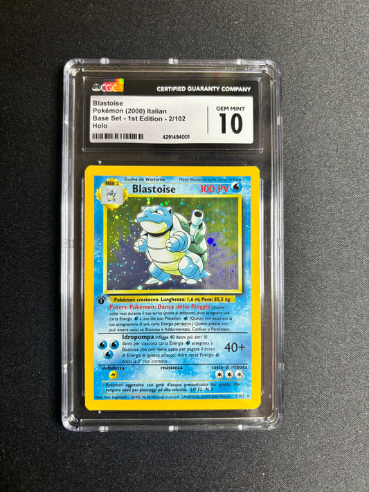 Blastoise Pokémon (2000) Italian Base Set - 1st Edition - 2/102 Holo CGC 10