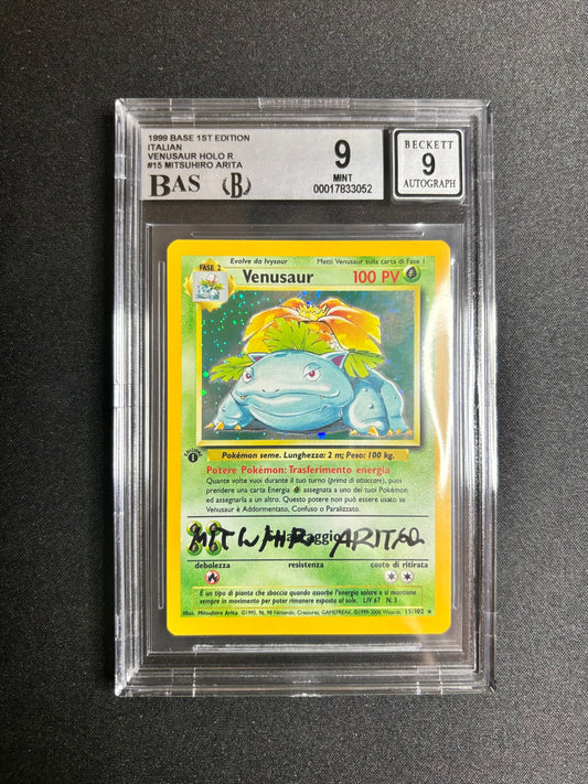 1999 BASE 1ST EDITION ITALIAN VENUSAUR HOLO R #15 MITSUHIRO ARITA BGS 9/9