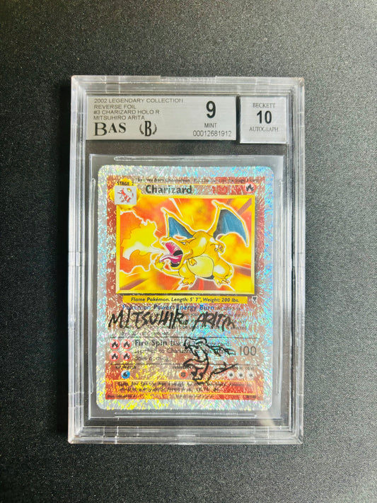 2002 LEGENDARY COLLECTION REVERSE FOIL #3 CHARIZARD HOLO R MITSUHIRO ARITA BGS 9/10