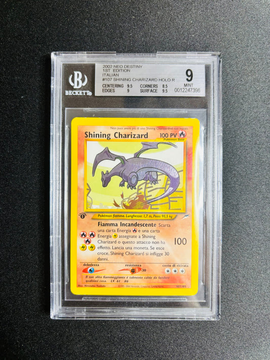 2002 NEO DESTINY 1ST EDITION ITALIAN #107 SHINING CHARIZARD HOLO R BGS 9