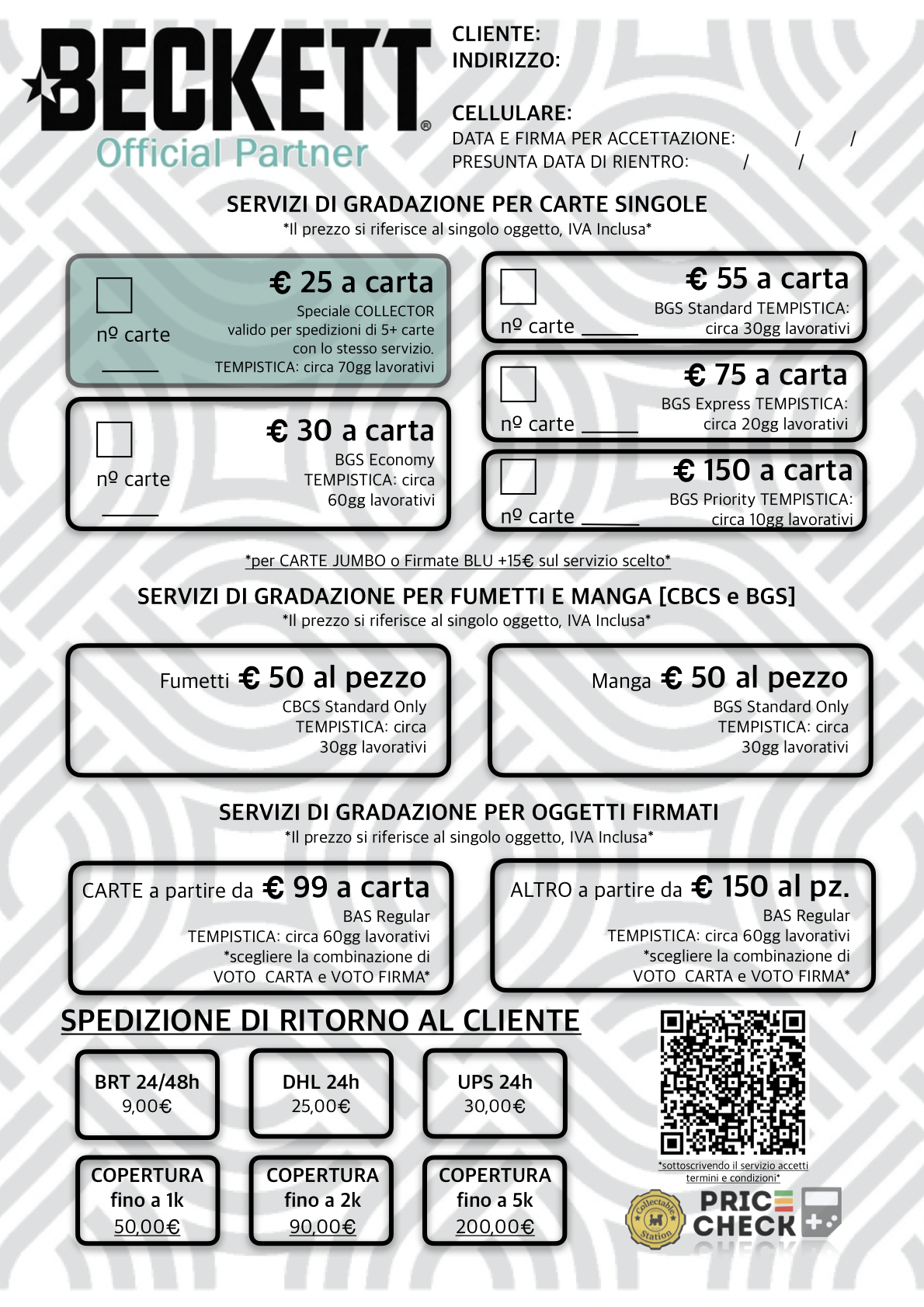 BECKETT GRADING - Servizio di Gradazione Express [10 GG Lavorativi] *leggere la descrizione per spedire le tue carte a gradare*