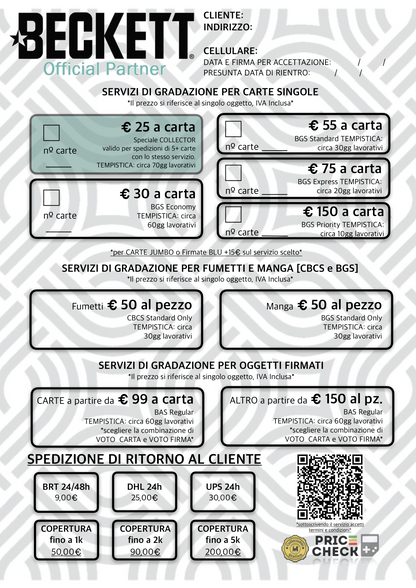 BECKETT GRADING - Servizio di Gradazione Express [10 GG Lavorativi] *leggere la descrizione per spedire le tue carte a gradare*